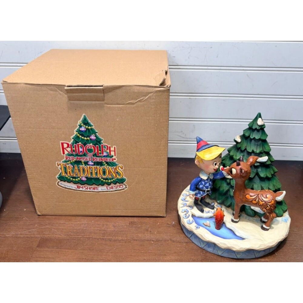 Jim Shore Enesco Rudolph & Hermey Traditions Figurine Christmas 4009802 Fish 7”